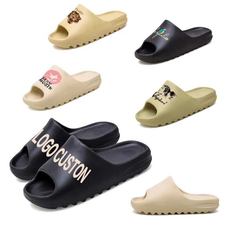 

Hot sale new arrival style logo custom print in demand yeezy slide slipper logo print cozy slipper custom