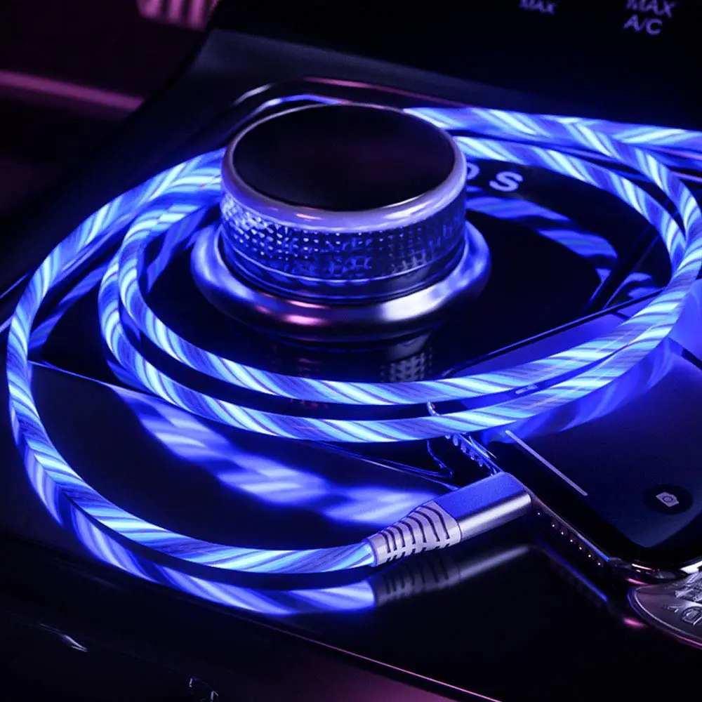 

LED Micro USB Phone Charging Cable Flowing Light UP USB Charger Sync Data Cords Compatible with Most Android, Customized