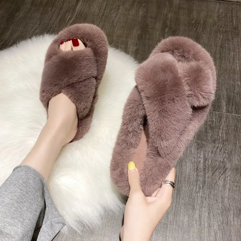 

Superstarer fashion slides slippers for women outside wear non-slip leisure furry rubber women slippers