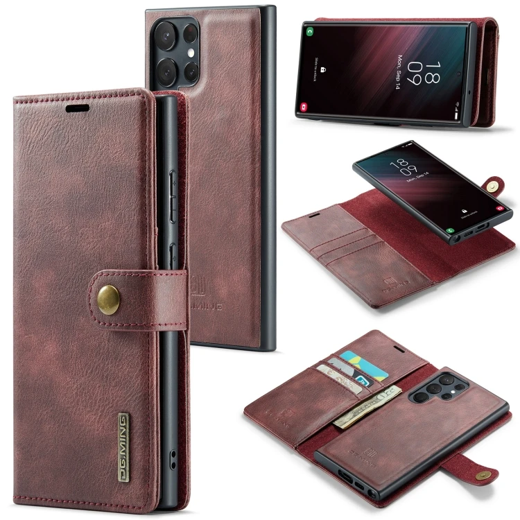 

DG.MING Case for Samsung Galaxy S23 Crazy Horse Texture Detachable Magnetic Leather Case S23 Ultra Case