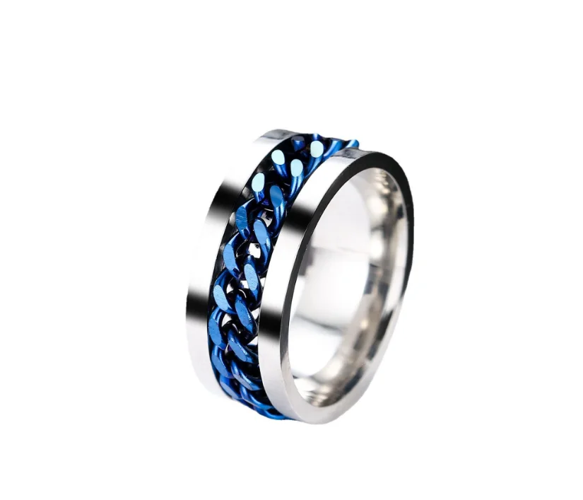 

Men's Retro chain turning stainless steel jewelry trend ring open beer ring