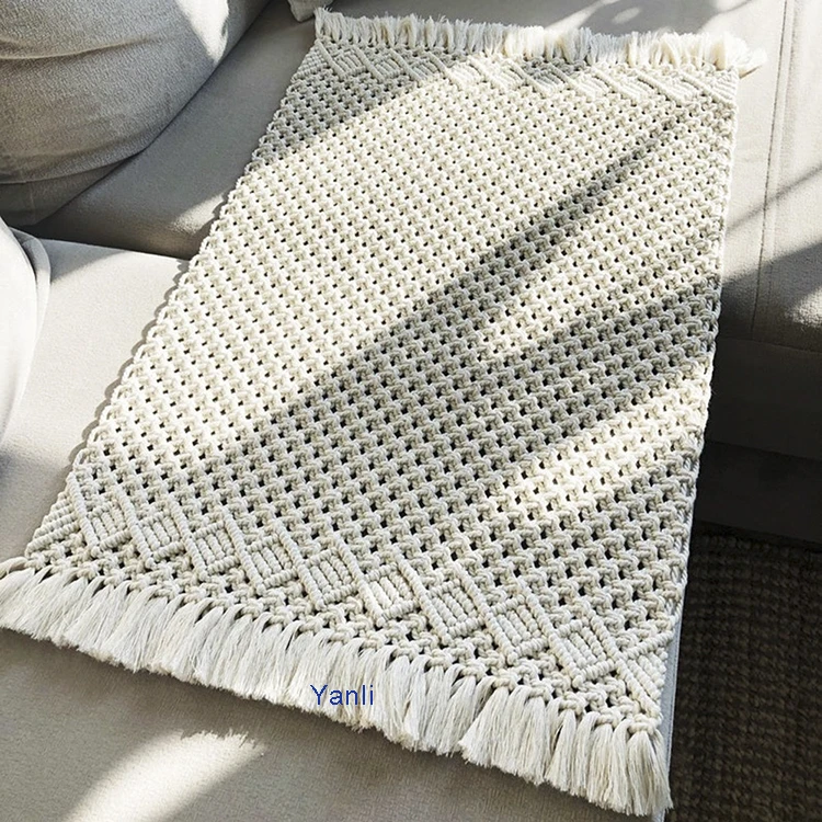 

Handmade macrame table runner Boho Table Runner Wedding Table Decor Bohemian Dining Room Style, White