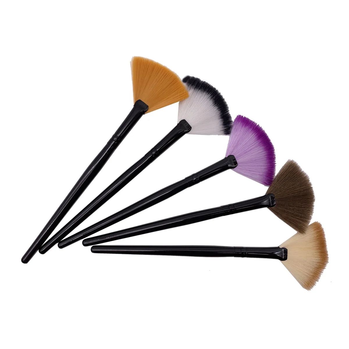 1pc Nail Art Brush Liner Gradient Fan Shape Wood Handle Dust Glitter