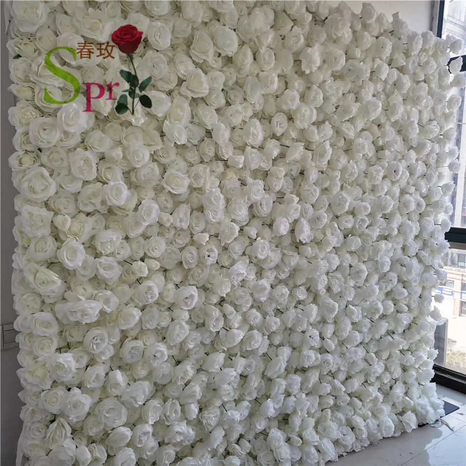 

SPR Wedding Stage Back drop Decorative Pink Rose Hydrangea Wall Rolled Up Artificial Flower White Backdrop