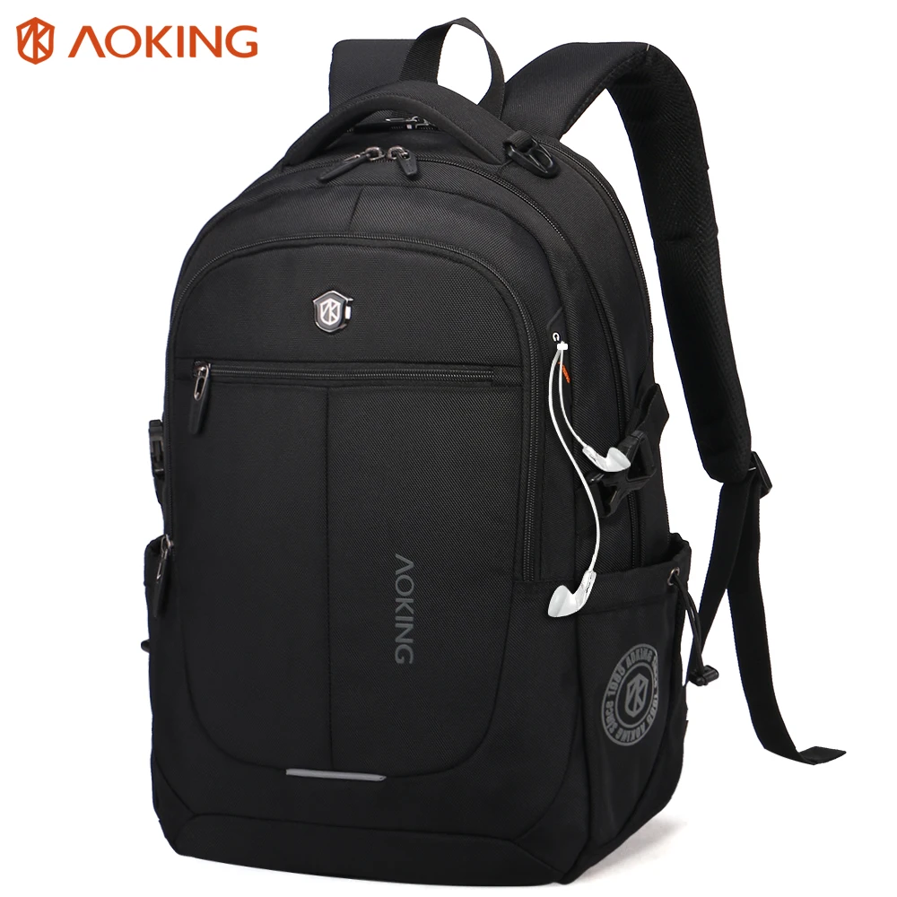 

AOKING Durable backbag bag pack men casual Lightweight Waterproof mochilas rucksack 18.5 inch laptop bag black laptop Backpack