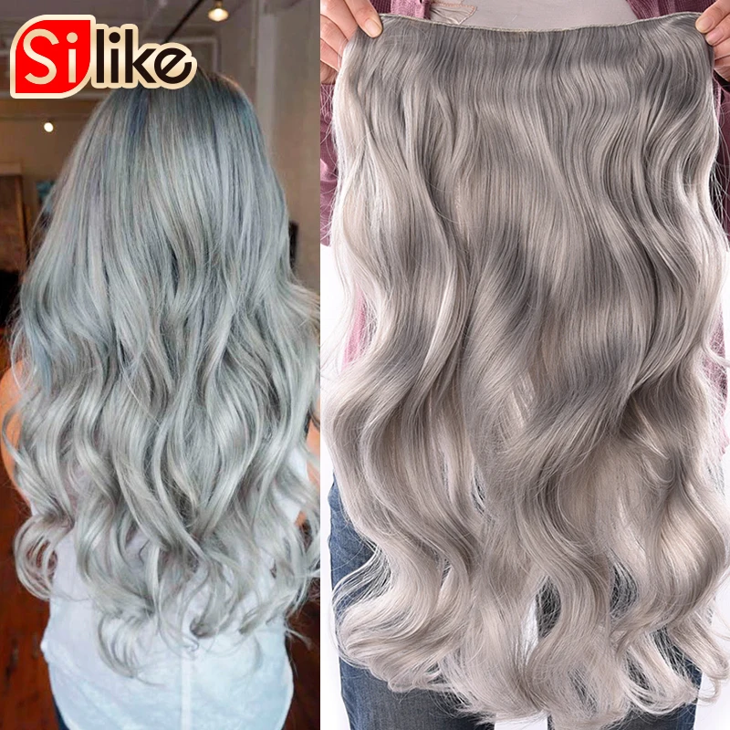 

Silike 190g Wavy Clip in One Piece Hair Extensions 24 inch 19 Colors Available Synthetic Heat Resistant Fiber Hair Extension, Pic showed