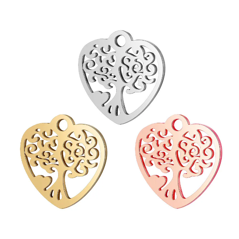 

Dainty Fashion DIY Stainless Steel Heart Tree Of Life Pendant Bracelet Necklace Accessories