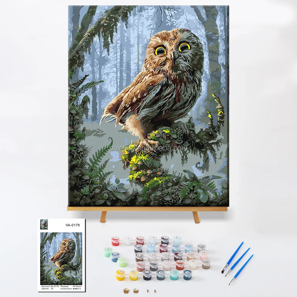 

Paintido Do It Yourself Lovely Custom Animal Image Wisdom Owl Painting By Number Kits