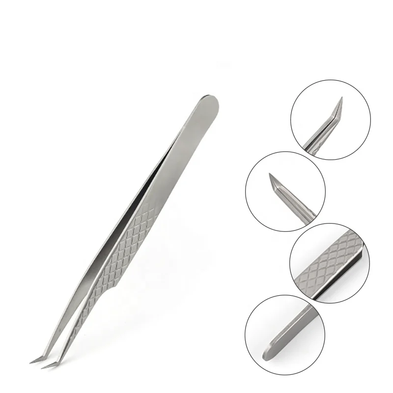 

ELITER Amazon Hot Sell 50 Degree Tip Russian Volume Titanium Tweezers Volume Tweezer Eyelash Extensible Eyelash Tool Tweezer