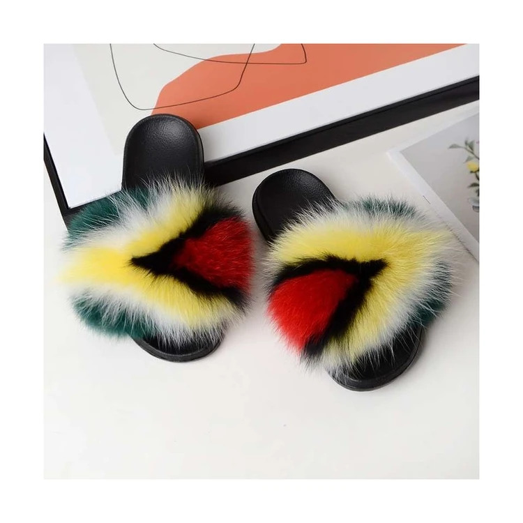 

Customized Wholesale Women's Kids Plush Fluffy Fox Leather Slippers