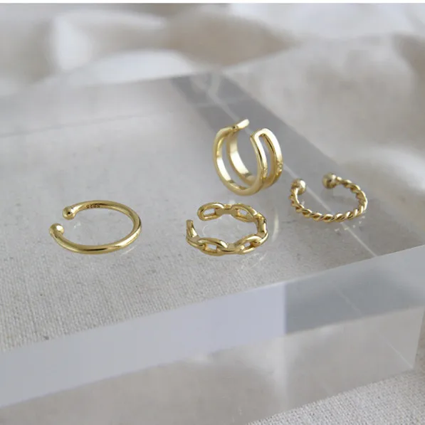 

Gold Plated Clip On Earring Kids Diy 925 Sterling Silver Twisted Double Ear Bone Clip Earring