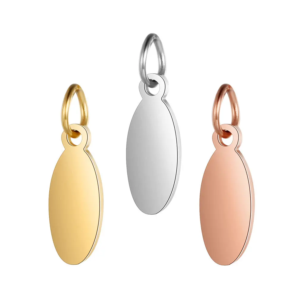 

High Polished 5Pcs/Bag Stainless Steel Mirror Surface Polishing Oval Charm Pendant