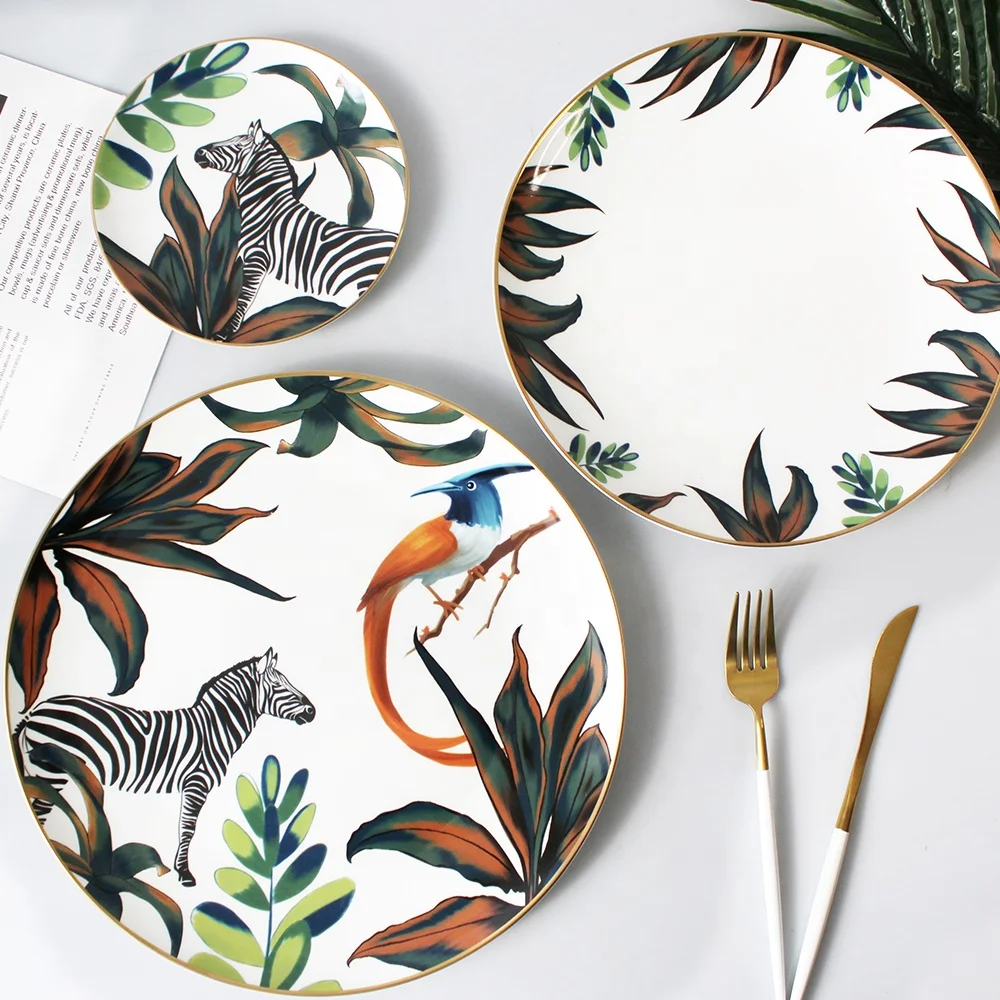 

wholesale gold rim ceramic dishes bone china dinner set charger plates wedding