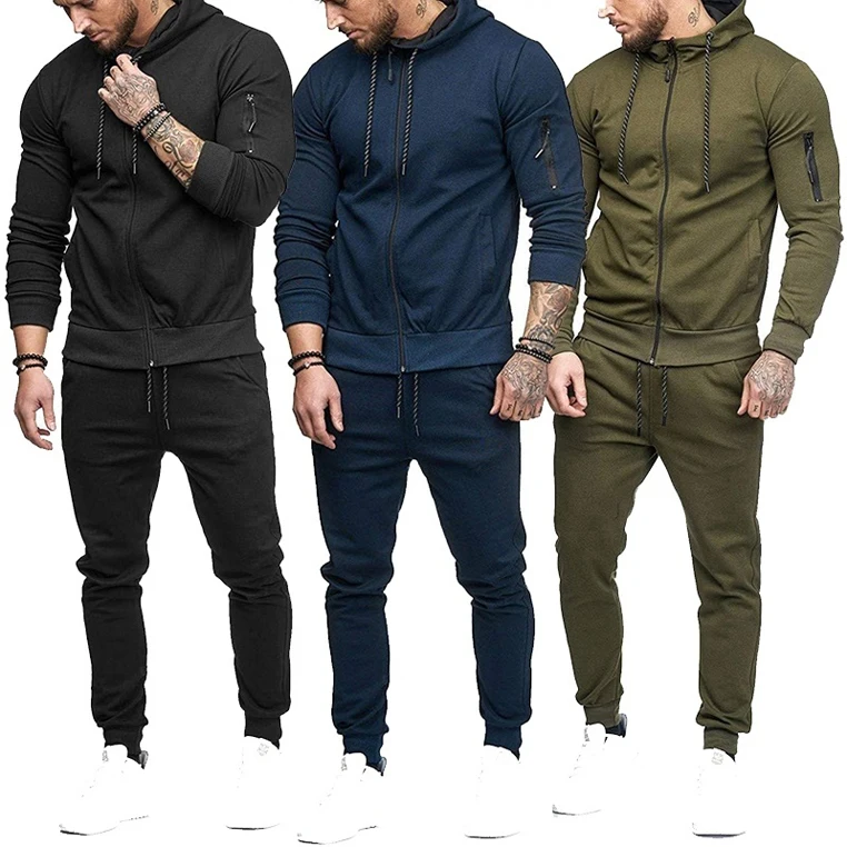 

Mens Jogging Sweat Suit Hoodie Pants Set Blank Tracksuits