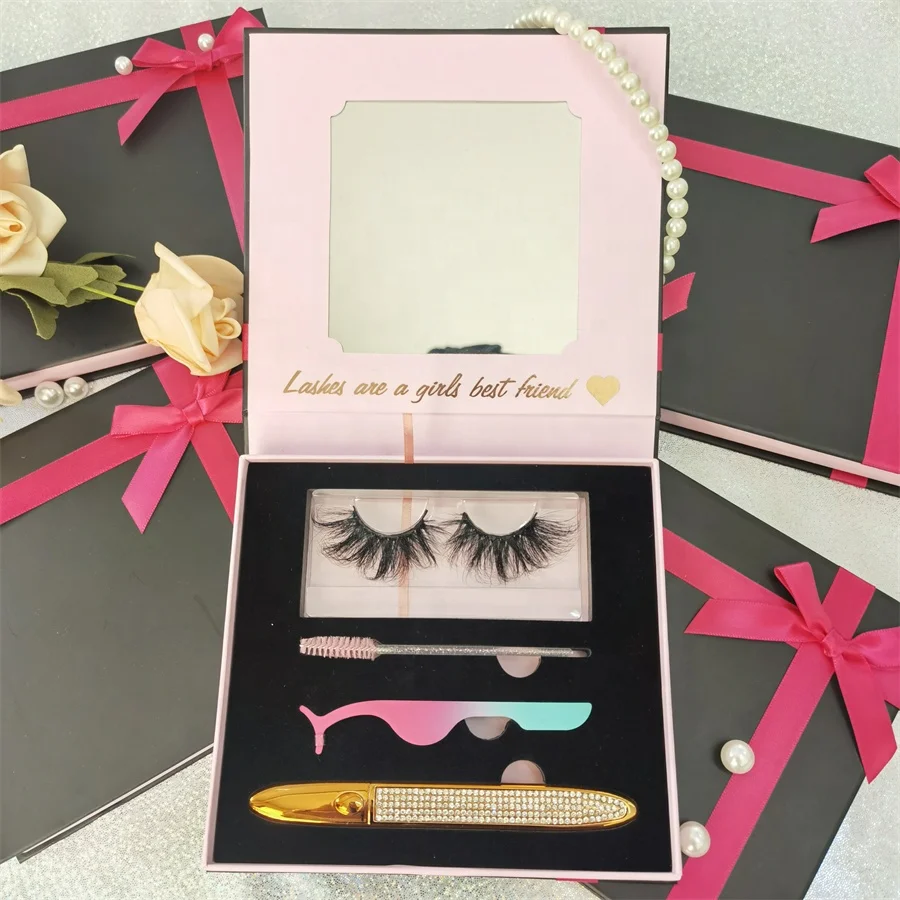 

Pink Acrylic Mink Eye Lash Butterfly Eyelash Cases With 25mm 3D Lashes Real Mink Wholesale Vendor Mink Whispy Eyelashes