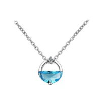 

Fashion 925 silver necklaces long chain necklace personality blue gemstone zircon pendant necklace