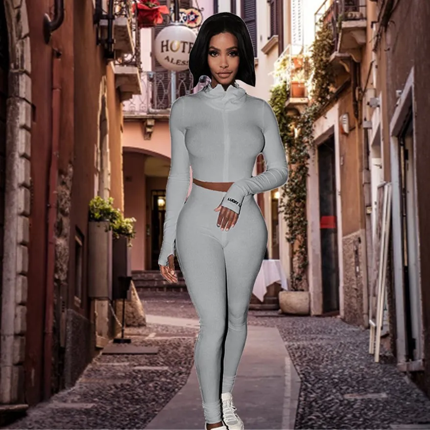 

womens fall lucky label 2 piece pants sets long sleeve new 2021two piece knit set women clothing