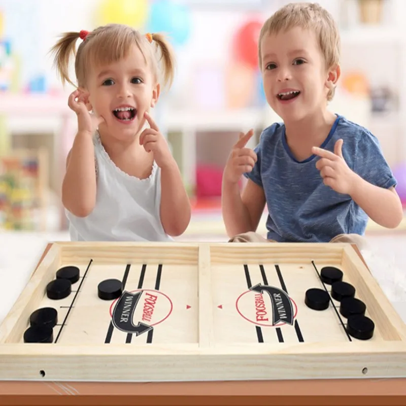 

2021 hot wooden toys board game Table Fast Hockey Sling Game Winner Fun Toys slingshot hockey game, Natural color