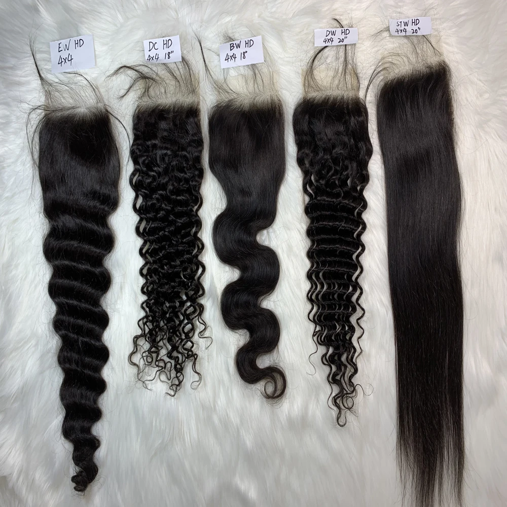 

virgin cuticle aligned hair hot sale transparent 5x5 HD Lace closure 10A Grade wholesale virgin hair vendors, Natural color