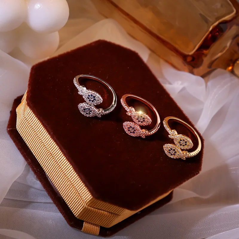 

Brand New Fashion Blue Zircon Turkish Evil Open Adjustable Rose Gold Silver Color Evils Eyes Finger Ring