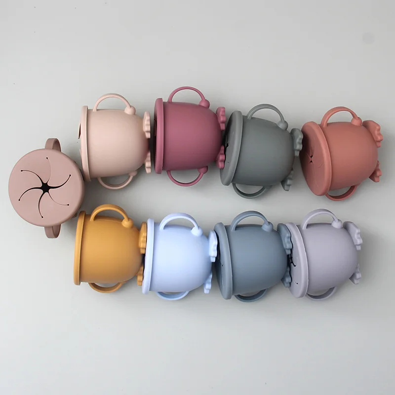 

Non Spill Foldable Baby Training Drink Cup with Snack Function for Baby Feeding, 10 colors in stock, weclome custo colors