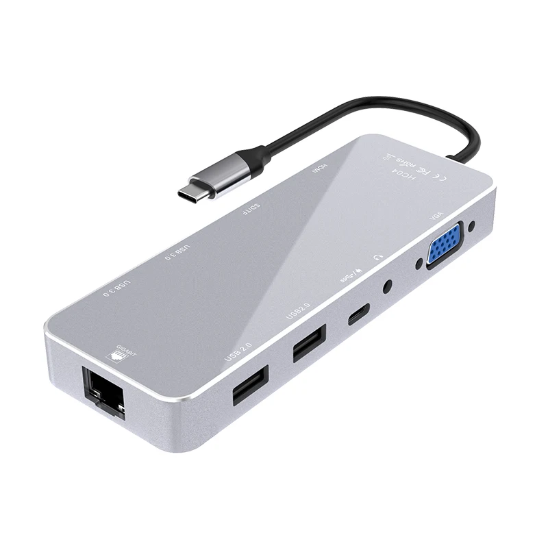 

Multi Port Customized Logo Aluminum Case Usb C To Usb 2.0 Hub 11 In 1 Dex Station For Ipad 2020, Black, rose gold, silver