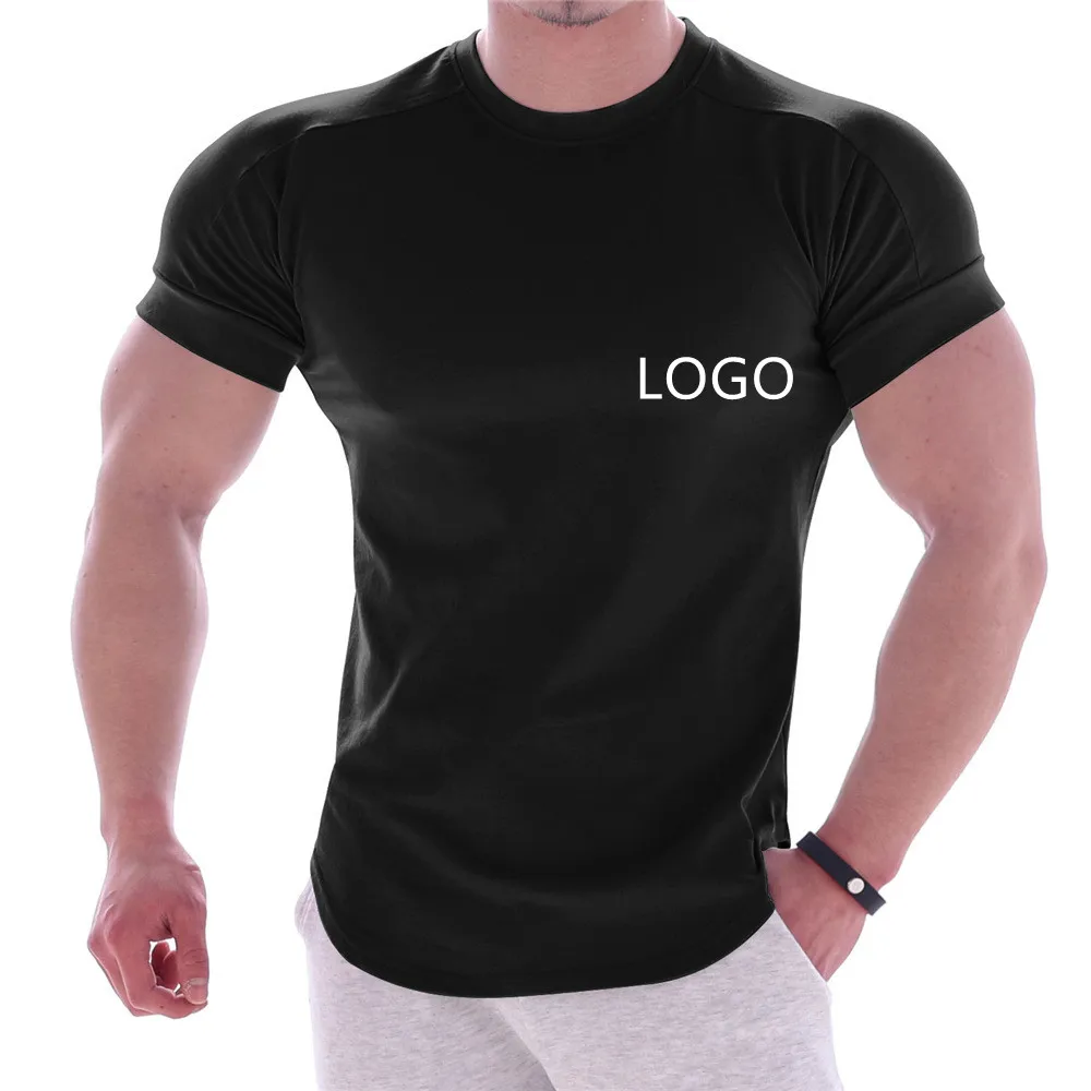 

Wholesale Plus Size Custom Men's T-Shirts Solid O Neck Tshirt Cotton Workout Tee Shirts Men, 7 colors