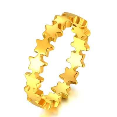 

Vintage Personalized Exquisite Ring Fashion Geometrical Stainless Steel Star Ring for Women, As picture shows