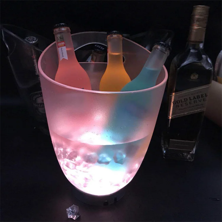 

Colour Changing LED Ice Bucket with LED Ice Bucket for KTV/ Nightclub/ Party Rechargeable, Champagne Bucket, White