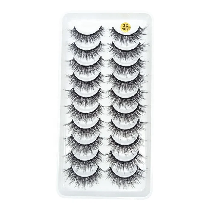 

Hand Made 10 Pairs False Eyelashes Wholesale 3D Natural Fake Mink Eyelashes Faux Mink Fake Premium Synthetic False Eyelashes