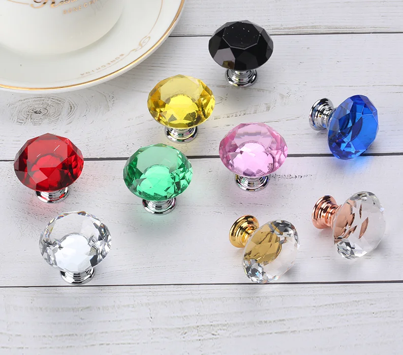 Luxury Design Colorful Small Glass Crystal Knobs Jewelry Box