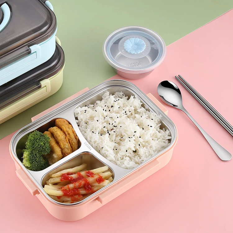 

with Dividers Tiffin Carrier Thermos Takeaway Set School Promotional Pp Lunch Box Stainless Steel Round, Blue/pink/green