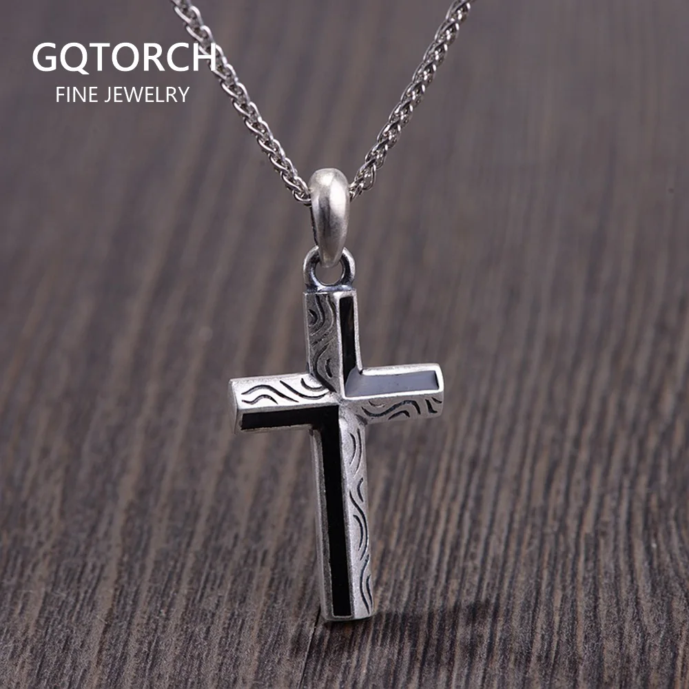 

Real Pure 925 Sterling Silver Cross Pendants Of Jesus Christ Male Women Personalized Simple Christian Jewelry