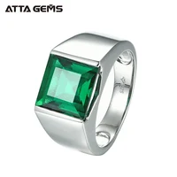 

Ebay Sales 4.8 Carats 10mm*10mm Sterling Silver Jewelry Created Square Emerald Green Nano Gemstone Solitaire Ring For Men