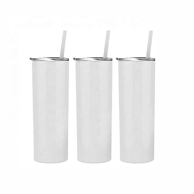 

Newest 20 oz white sublimation blank DIY straight non tapered all straight double wall skinny tumbler For Heat Press Printing