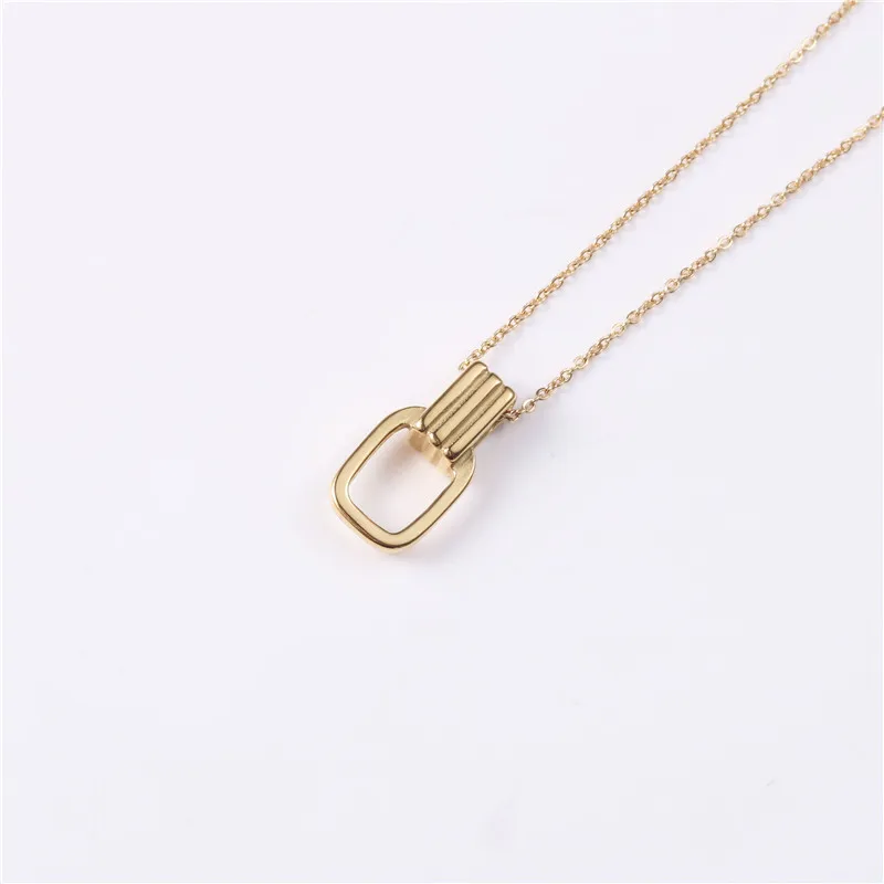 

Joolim Jewelry 18K Gold Plated Square Two Touch Pendant Choker Necklace Stainless Steel Jewelry Wholesale