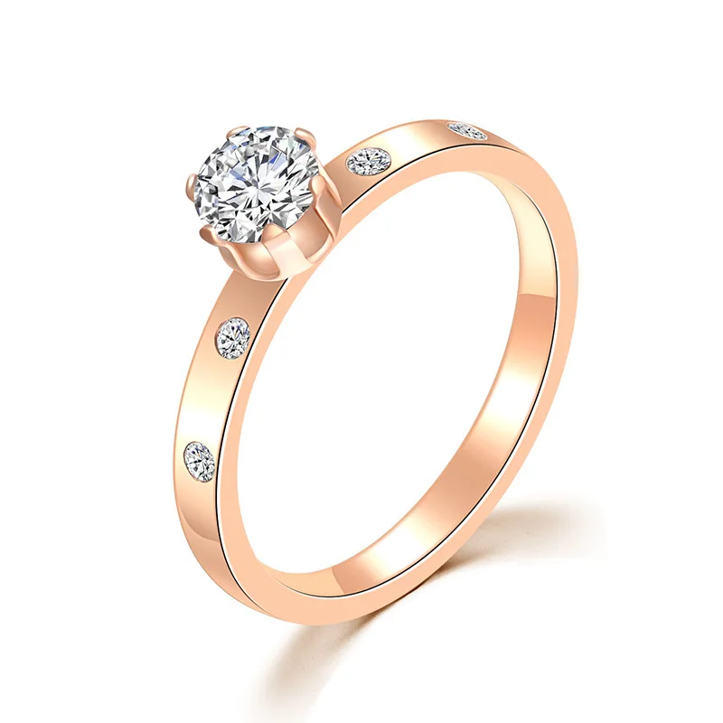 

2019Simple titanium steel with diamond ring, Rose gold