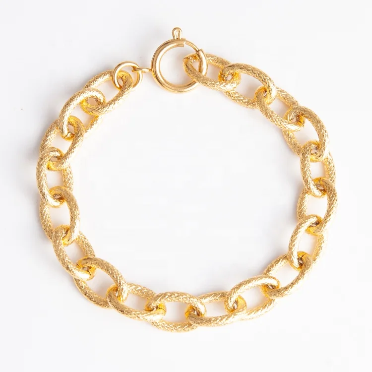 

High Quality Unisex Chain Bracelet Jewelry Minimalist Gold Plated Cable Oval Link Chain Bracelet, Gold/silver