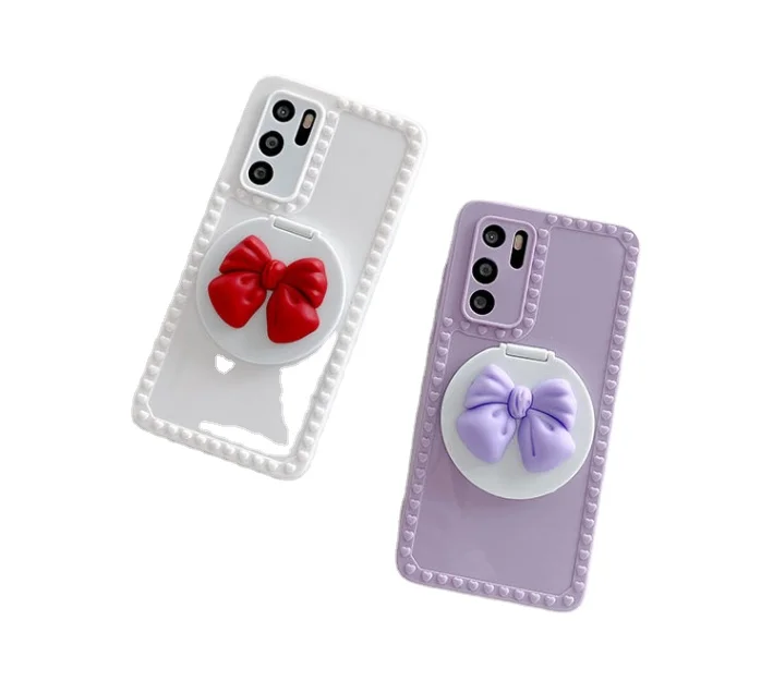 

2021 new 3d butterfly mirror stents cellphone cases for huawei mate p30 p40 p50 nova 7 8 9 case, 4 colors
