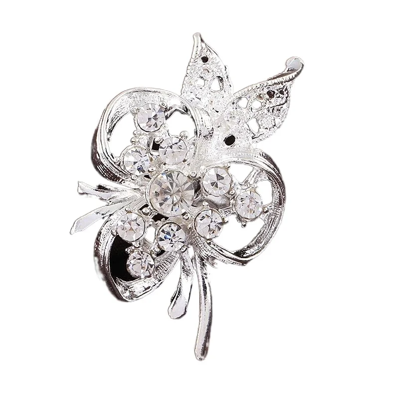 

Elegant Fashion Pretty Rhinestone Silver-color Bowknot Brooches for Women Brooch Lapel Pins Jewelry