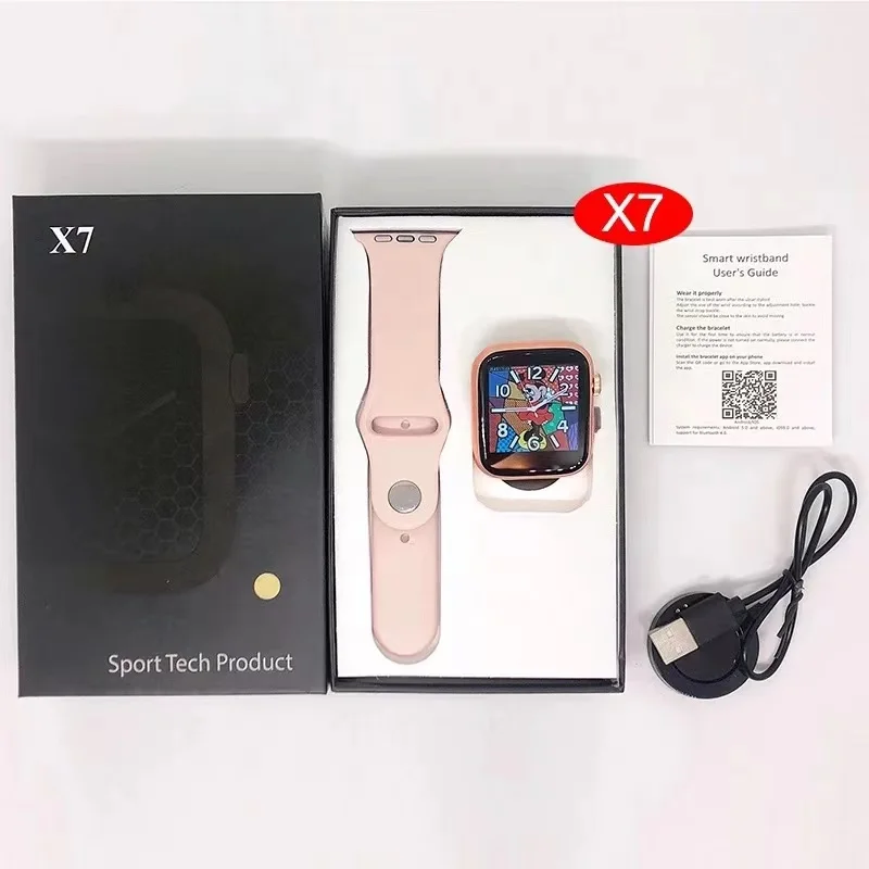

2021 New Arrivals Smart Watch X7 BT Call full touch Heart Rate Blood Pressure Wrist Smartwatch For men women Sport watch, Black