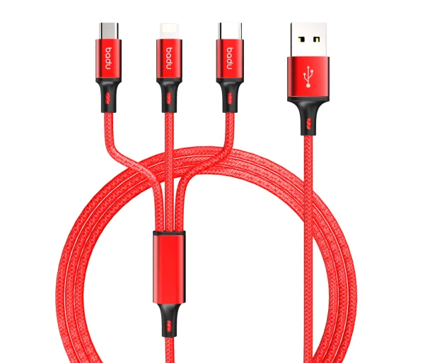 

Cheap Price High Quality 3 Plug 3 In 1 Cell Phone Charging Cable Universal Multi Function 2.4A Fast Charging Cable