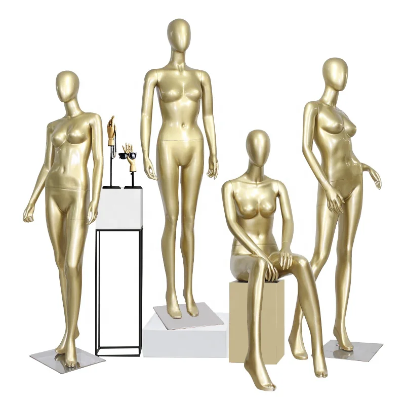 

Wholesale Luxury Elegant Mannequin Fashion Women Dummy Female Gold Full Body Mannequins Boutique Fiberglass Clothing Mannequin
