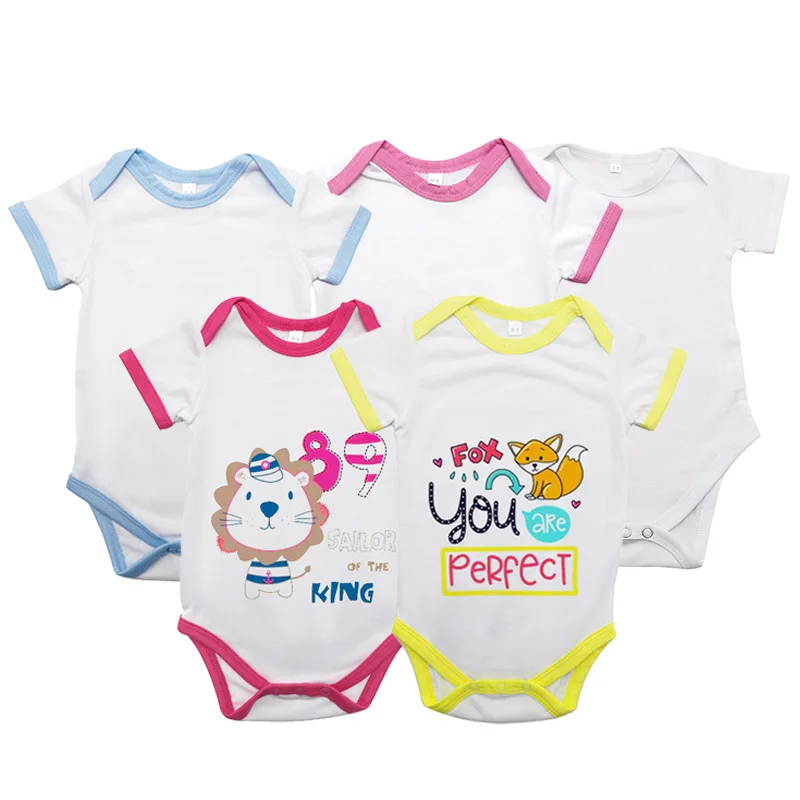 

Christmas sublimation Newborn Infant toddler 100% polyester baby onesie sublimation blanks white short sleeve baby rompers, White, blue, yellow, red, light pink, dark pink