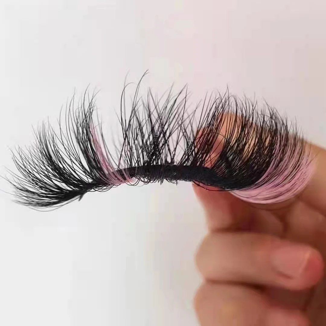 

3D 6D False Color End Eyelashes Wholesale Natural Russian Mink Fluffy Eye Lash Strip Colored Makeup Cosplay Eyelash Pink End