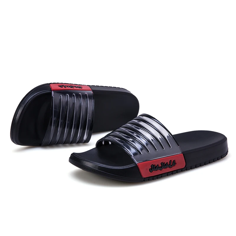 

2019 summer thick sole tasteless durable light bedroom EVA transparent stripe men slippers