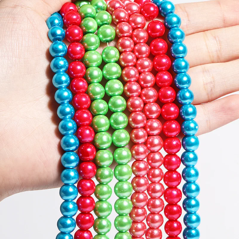 

Wholesale glass through Hole Pearls beaded colorful perforated round beads 2-3mm loose bead glass pearls