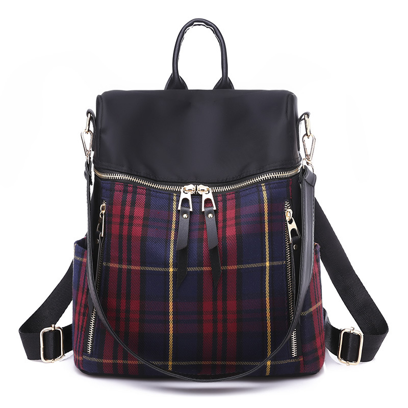 

Classic Scottish Tartan Plaid Print Female Nylon Backpack Women Fashion Backpack Girls Popular School Bags
