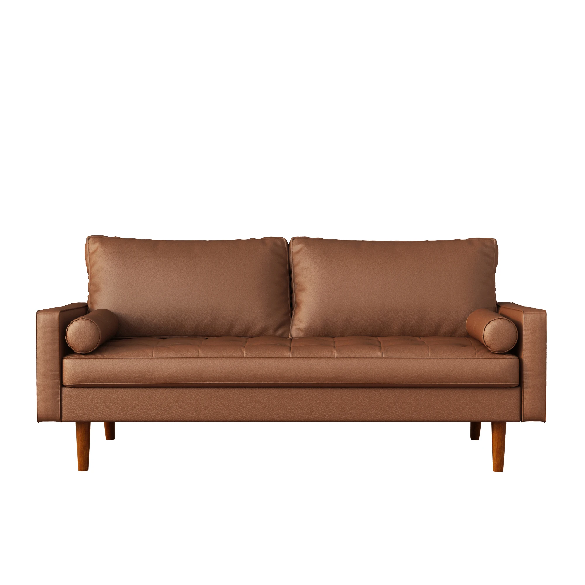 

French Style Square Arms Down Sofa Brown Settee Living Room Long Couch, Optional