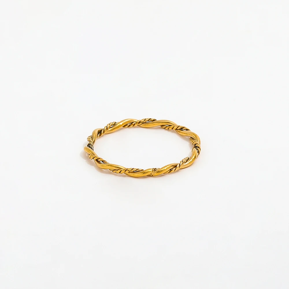 High End 18K PVD Gold Plated Twisted Rings Stainless Steel Jewelry Rope Rings New Jewelry